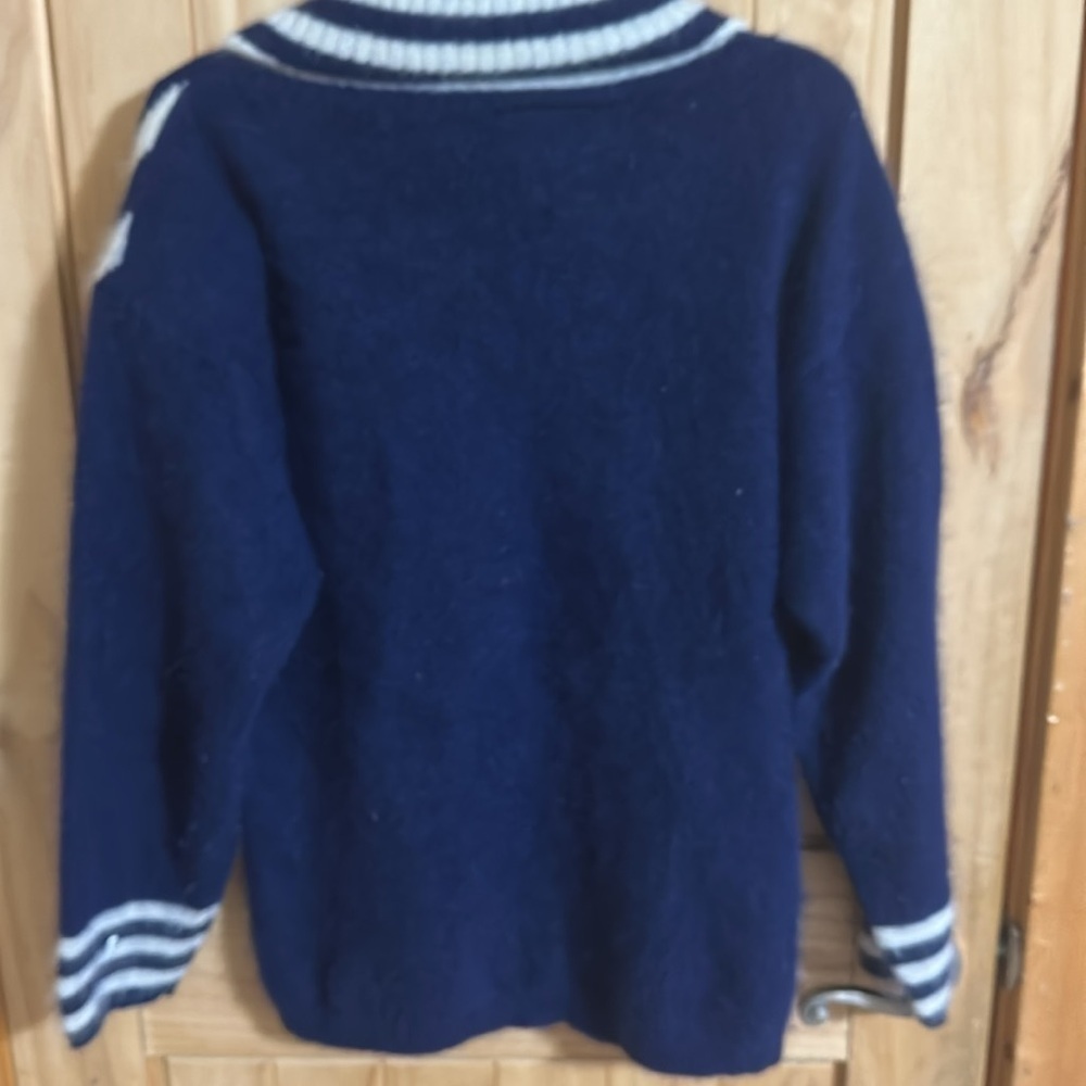 Rafaela Vintage Blue and White Patterned Turtleneck Sweater - Picture 4 of 4
